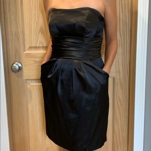 Strapless Black Dress with Pockets